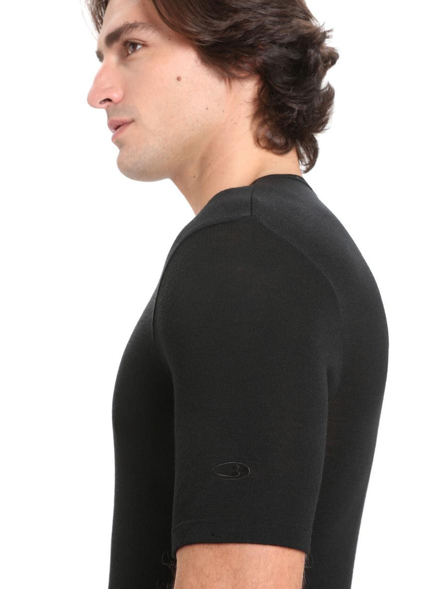 Base Layers Icebreaker Merino 175 Everyday Krótkie Sleeve Crewe Thermal Top Męskie Czarne | PL 1569UZGT